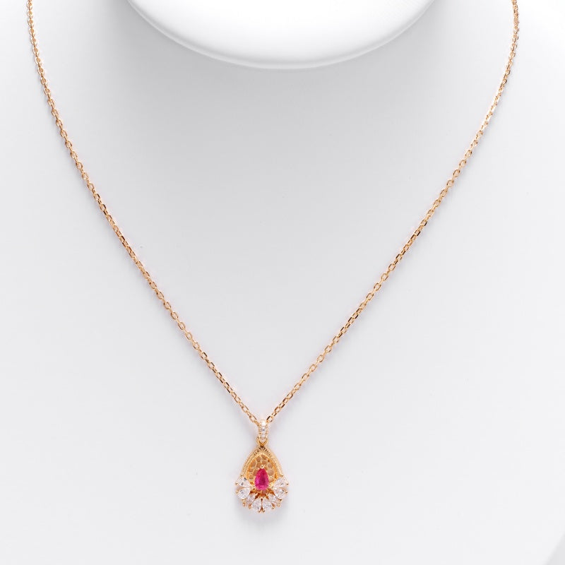 925 Silver 18K Gold Plated 5A Cube Zircon Teardrop-Shaped Necklace