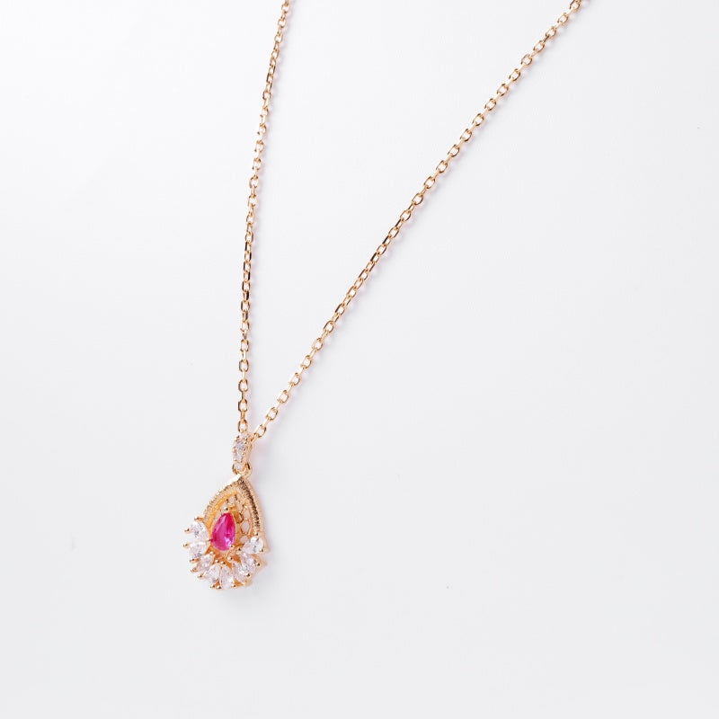 925 Silver 18K Gold Plated 5A Cube Zircon Teardrop-Shaped Necklace