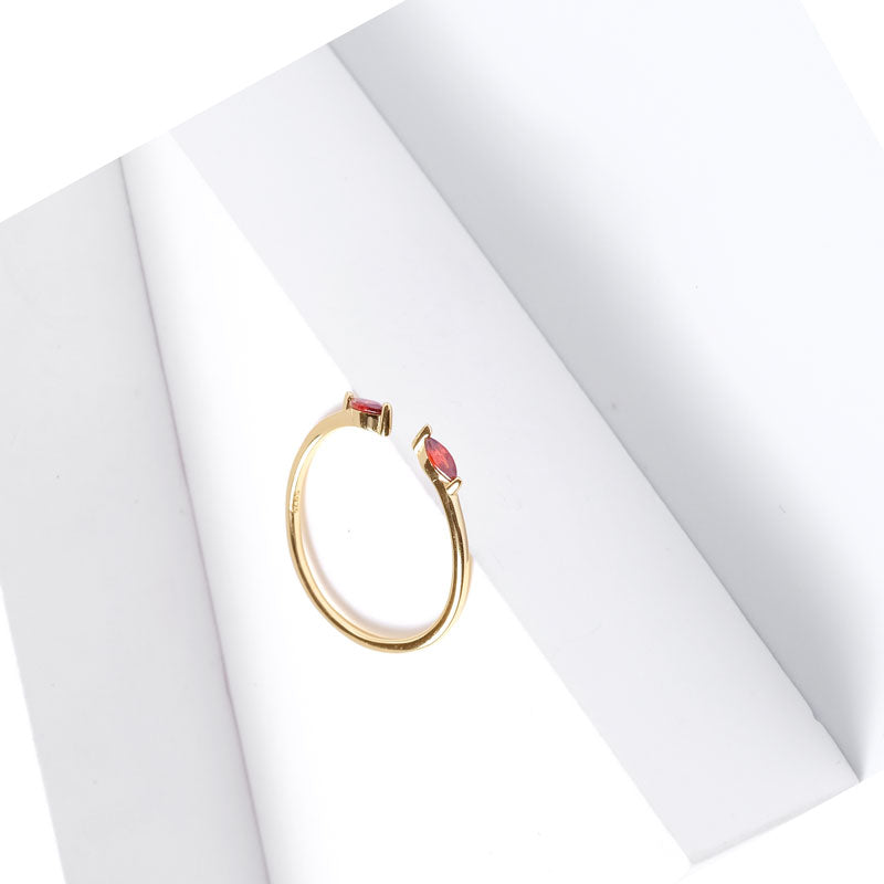925 Silver 14k Gold Plated CZ Opening Ring