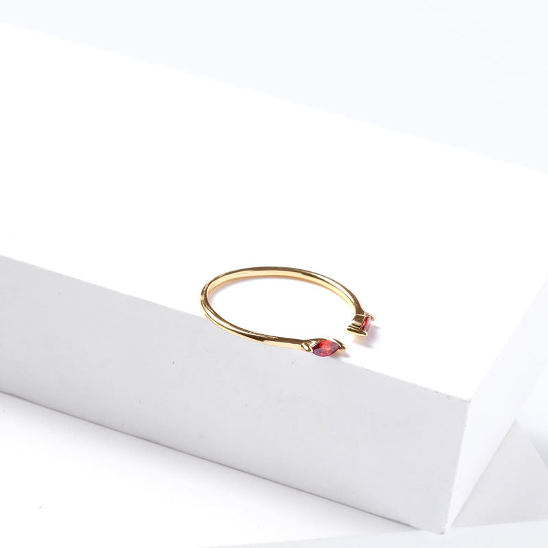 925 Silver 14k Gold Plated CZ Opening Ring