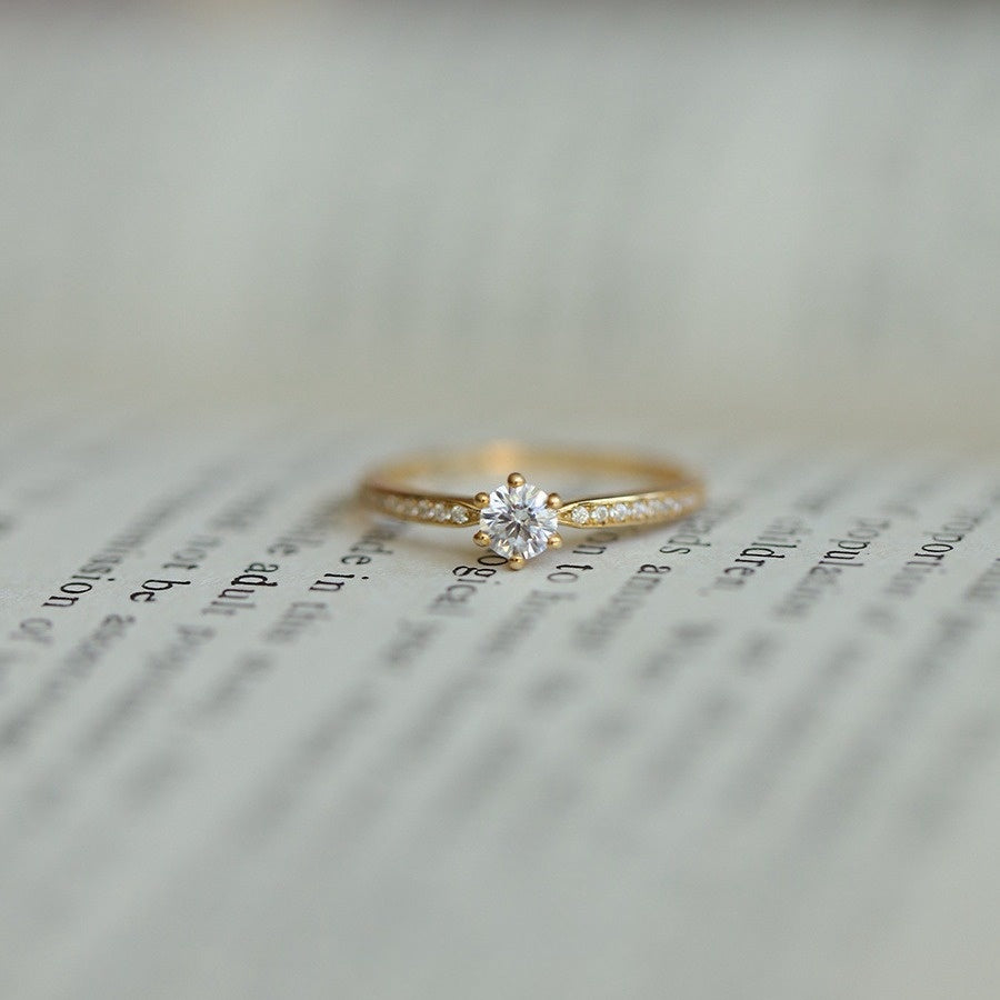 925 Silver 14K Gold Plated Zircon Stackable Ring