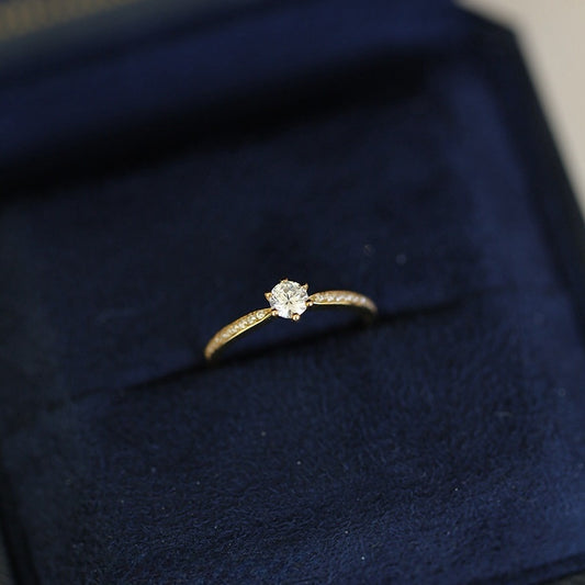 925 Silver 14K Gold Plated Zircon Stackable Ring