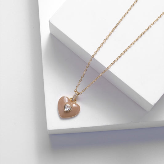 925 Silver 14k Gold Plated Heart Shaped Necklace