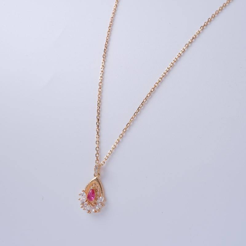 925 Silver 18K Gold Plated 5A Cube Zircon Teardrop-Shaped Necklace
