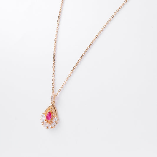 925 Silver 18K Gold Plated 5A Cube Zircon Teardrop-Shaped Necklace