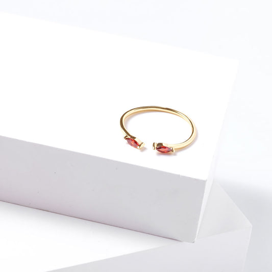 925 Silver 14k Gold Plated CZ Opening Ring